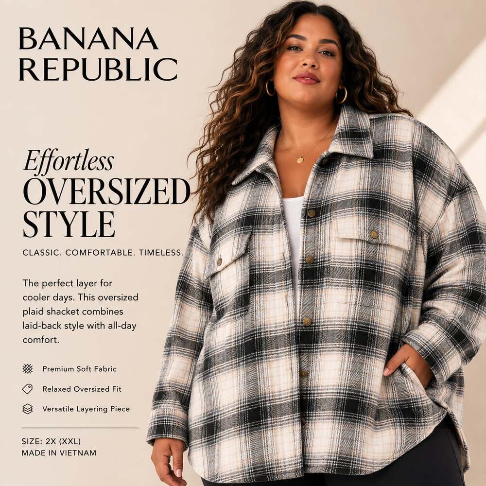Banana Republic Oversized Plaid Flannel Shacket